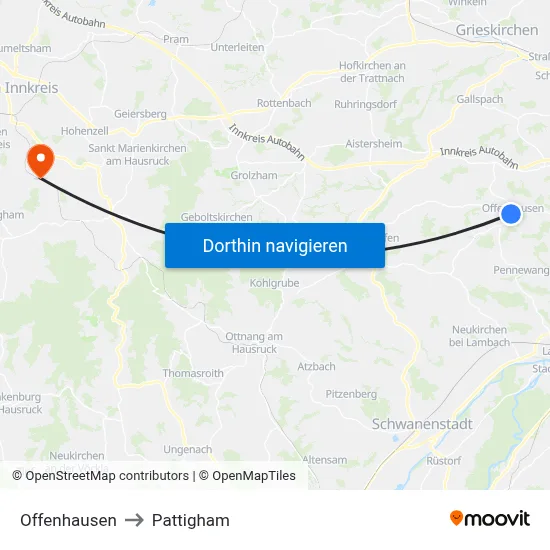 Offenhausen to Pattigham map