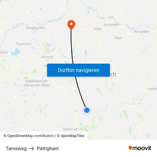 Tamsweg to Pattigham map