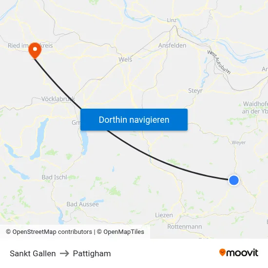 Sankt Gallen to Pattigham map