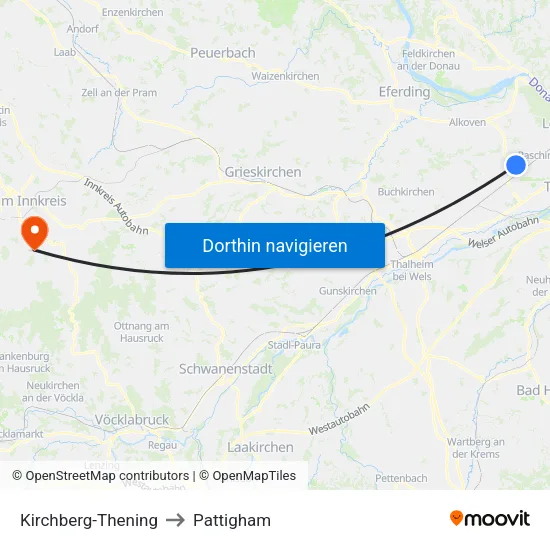 Kirchberg-Thening to Pattigham map