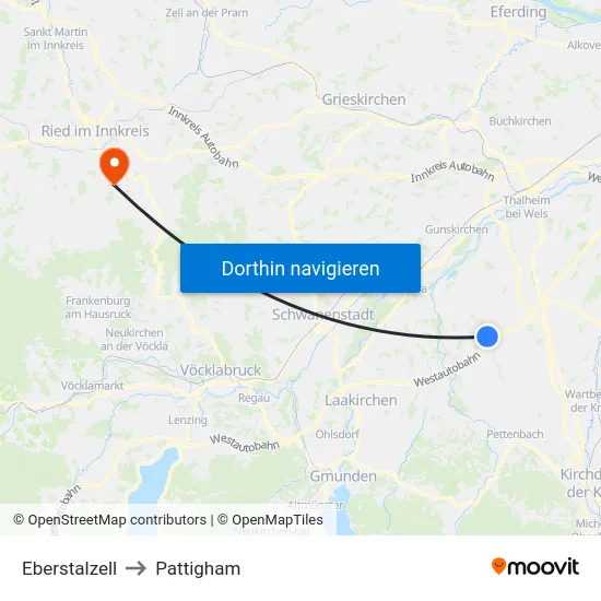 Eberstalzell to Pattigham map