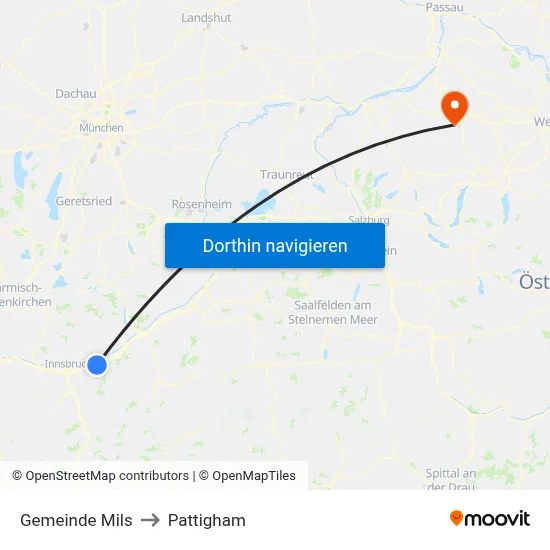 Gemeinde Mils to Pattigham map