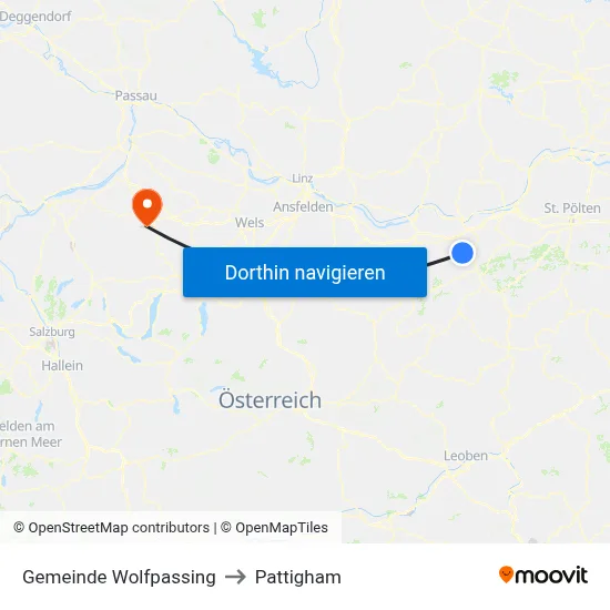 Gemeinde Wolfpassing to Pattigham map