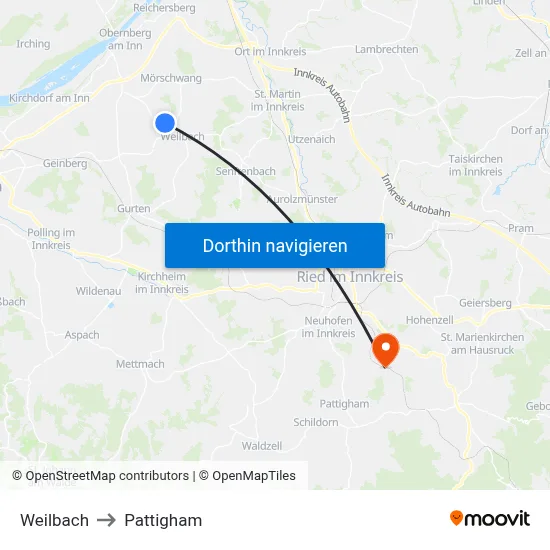 Weilbach to Pattigham map