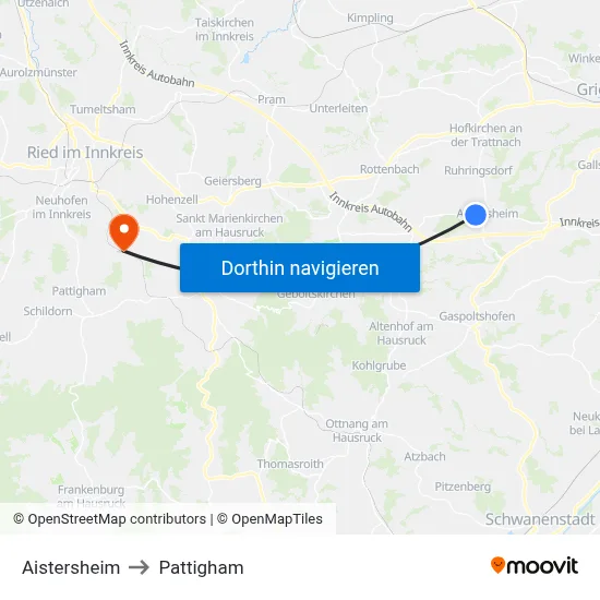 Aistersheim to Pattigham map