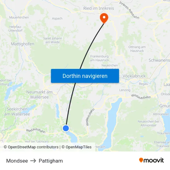 Mondsee to Pattigham map