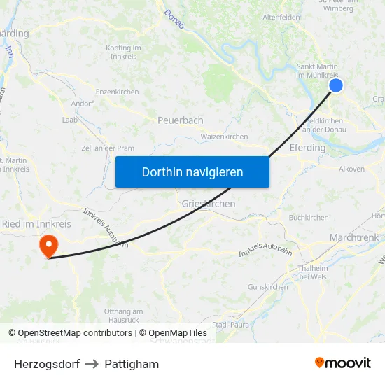 Herzogsdorf to Pattigham map