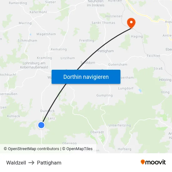 Waldzell to Pattigham map