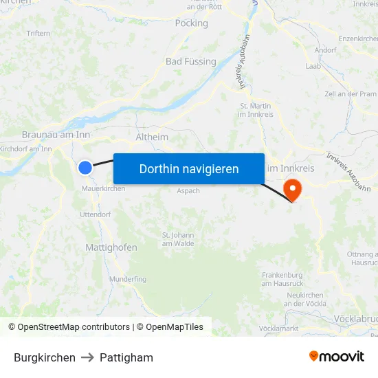 Burgkirchen to Pattigham map