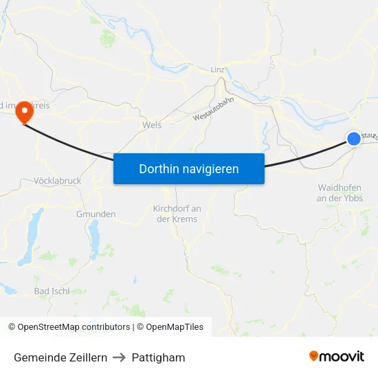 Gemeinde Zeillern to Pattigham map