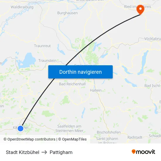 Stadt Kitzbühel to Pattigham map