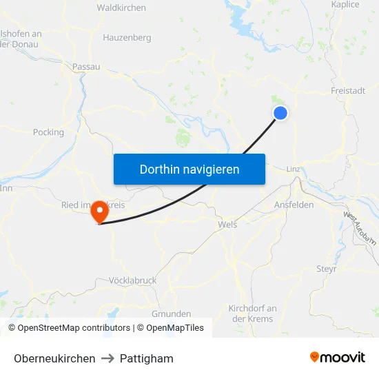 Oberneukirchen to Pattigham map