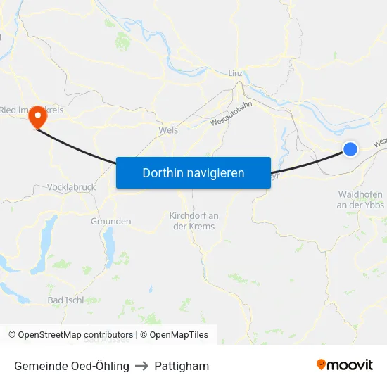 Gemeinde Oed-Öhling to Pattigham map