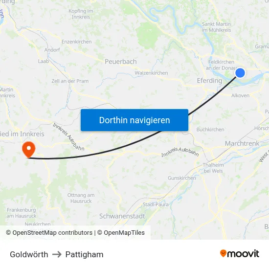 Goldwörth to Pattigham map