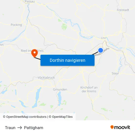 Traun to Pattigham map