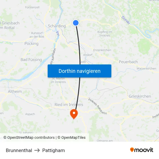 Brunnenthal to Pattigham map