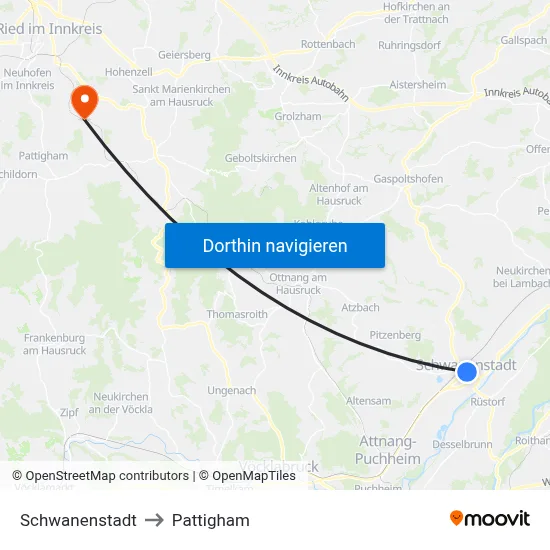 Schwanenstadt to Pattigham map