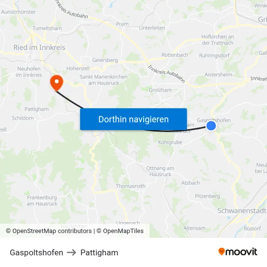 Gaspoltshofen to Pattigham map