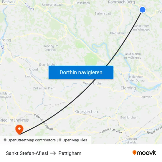 Sankt Stefan-Afiesl to Pattigham map