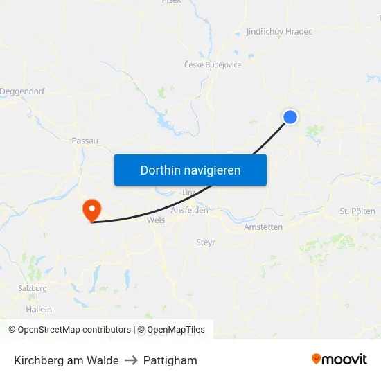 Kirchberg am Walde to Pattigham map