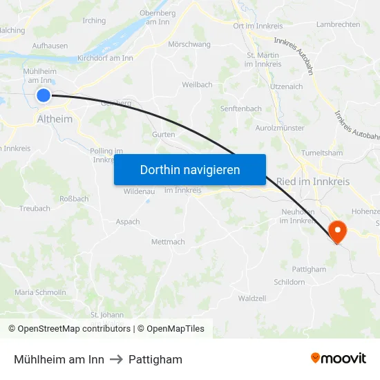 Mühlheim am Inn to Pattigham map