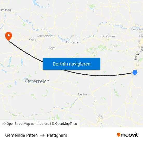 Gemeinde Pitten to Pattigham map