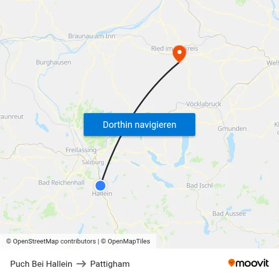Puch Bei Hallein to Pattigham map
