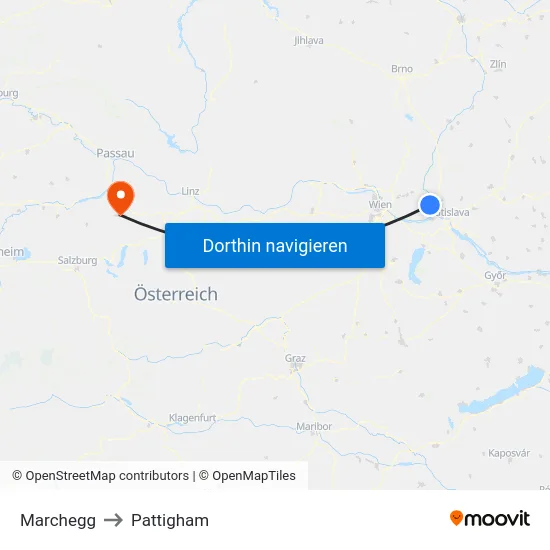 Marchegg to Pattigham map