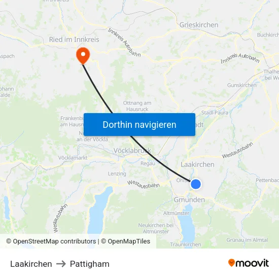 Laakirchen to Pattigham map