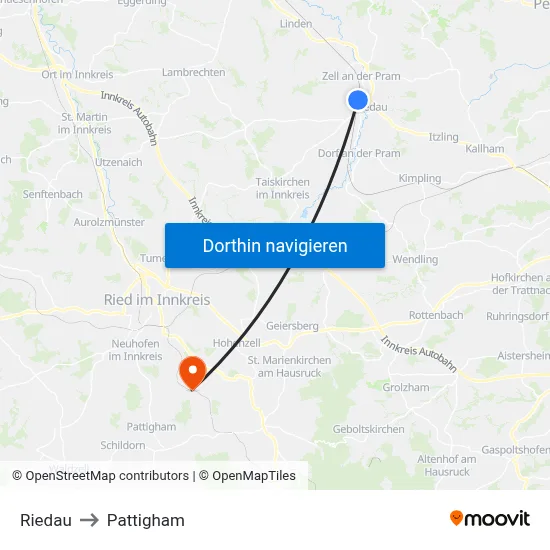 Riedau to Pattigham map