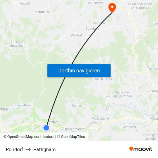 Pöndorf to Pattigham map