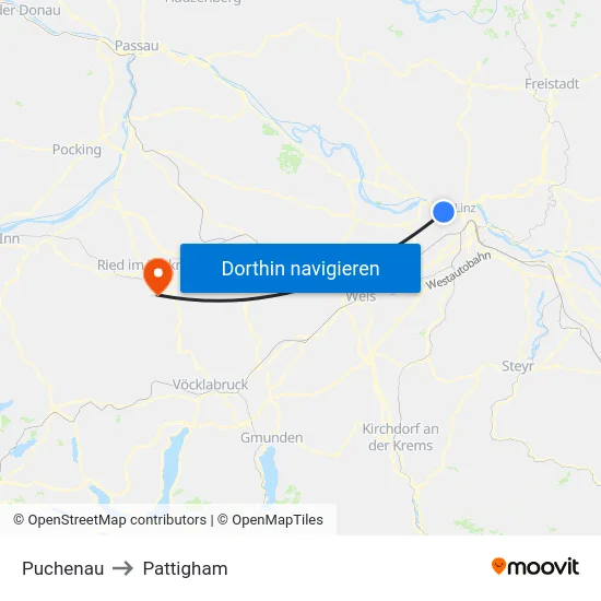 Puchenau to Pattigham map