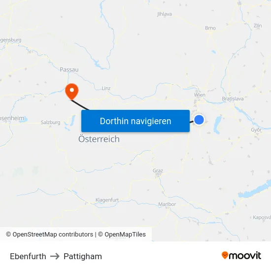 Ebenfurth to Pattigham map