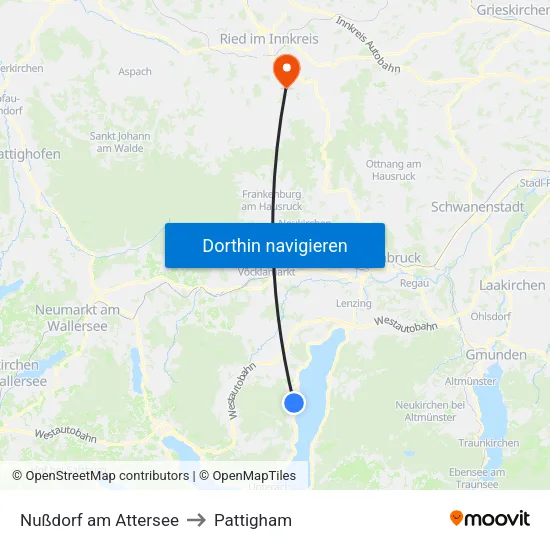 Nußdorf am Attersee to Pattigham map