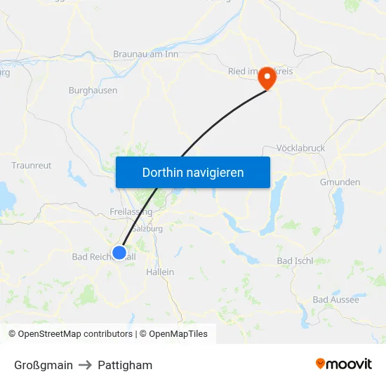 Großgmain to Pattigham map