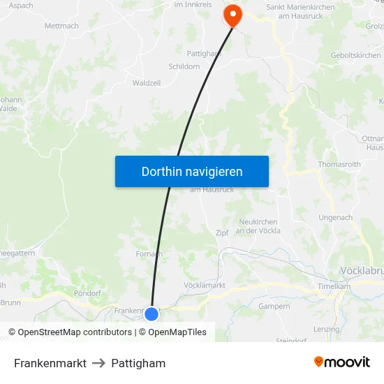 Frankenmarkt to Pattigham map
