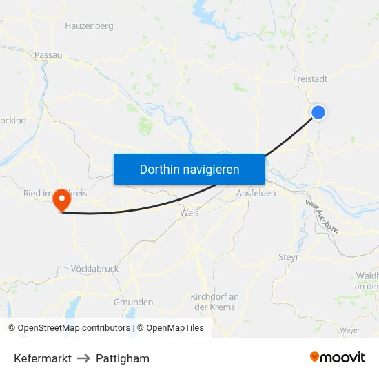 Kefermarkt to Pattigham map