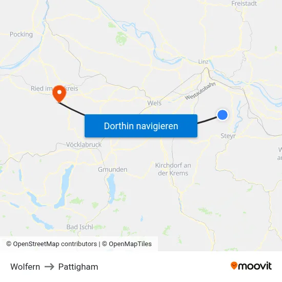 Wolfern to Pattigham map