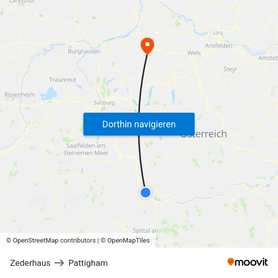 Zederhaus to Pattigham map