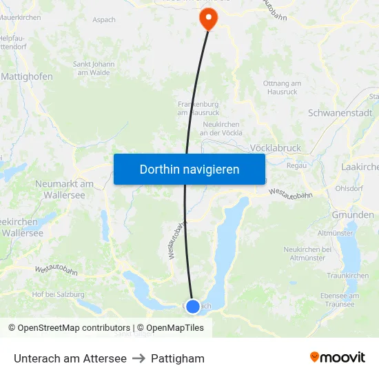 Unterach am Attersee to Pattigham map
