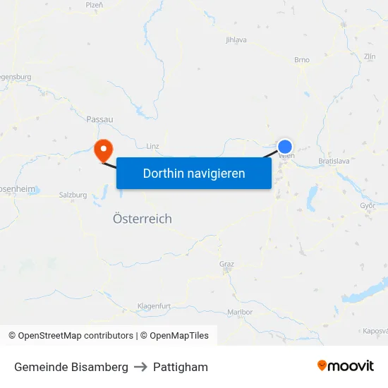 Gemeinde Bisamberg to Pattigham map
