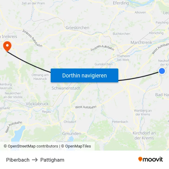 Piberbach to Pattigham map