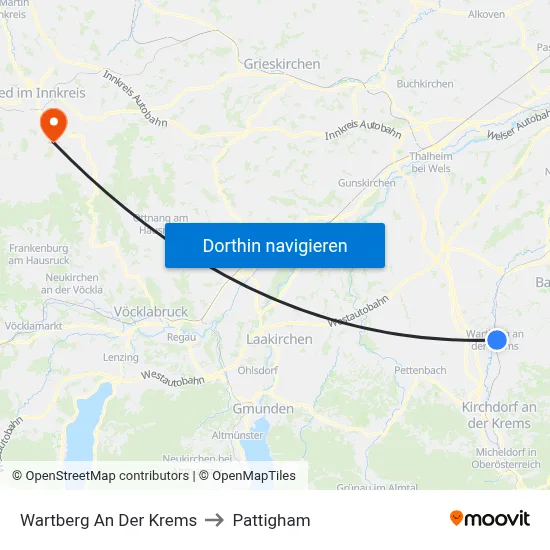 Wartberg An Der Krems to Pattigham map