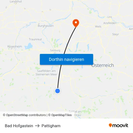 Bad Hofgastein to Pattigham map