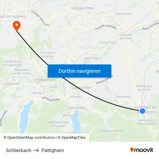 Schlierbach to Pattigham map