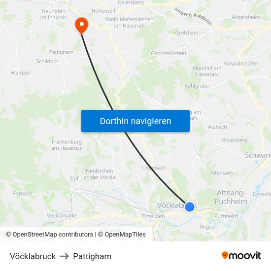 Vöcklabruck to Pattigham map