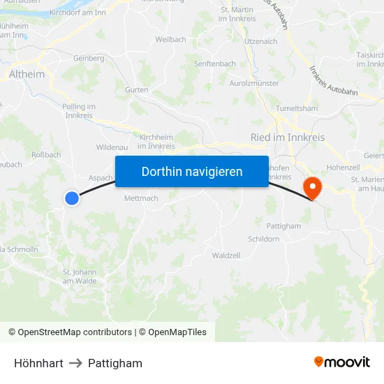 Höhnhart to Pattigham map