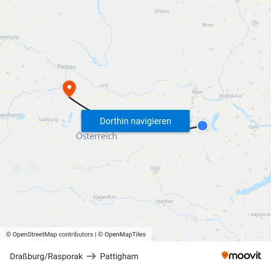 Draßburg/Rasporak to Pattigham map