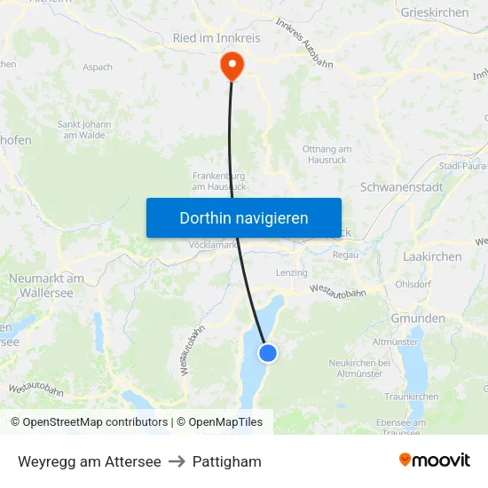 Weyregg am Attersee to Pattigham map