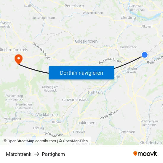 Marchtrenk to Pattigham map